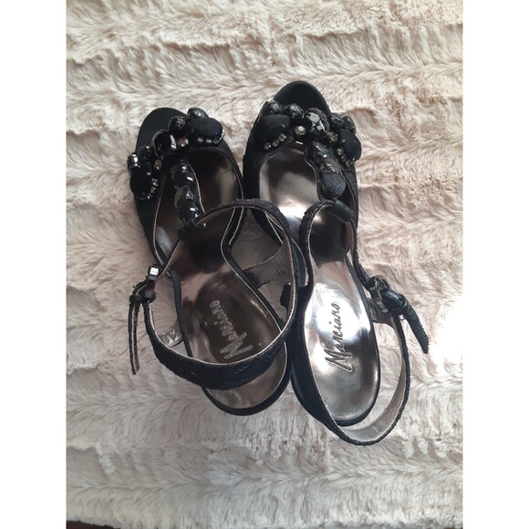 Marciano Women Size 8M Lace Jeweled Rhinestone Open Toe Stiletto Heels Glam - Picture 4 of 11